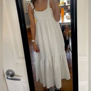 Zara White Textured Maxi Dress
